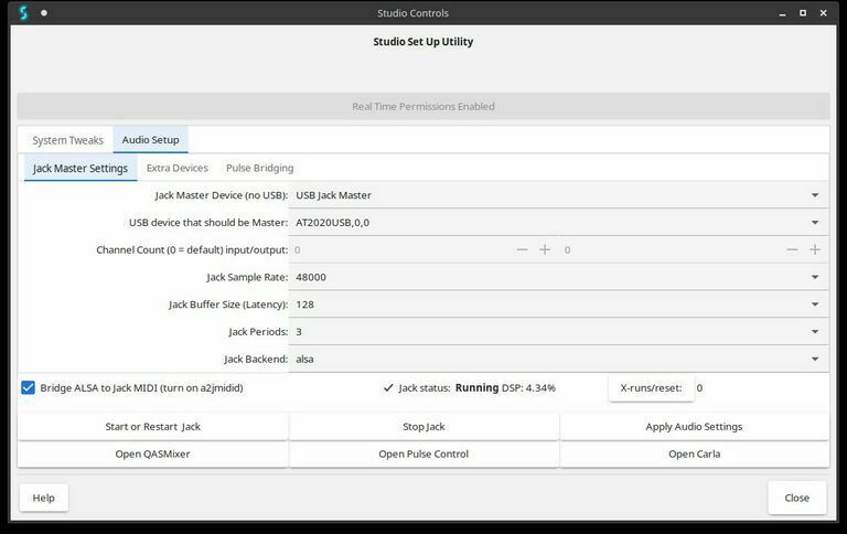 Studio Controls - Audio Setup - Jack Master Settings