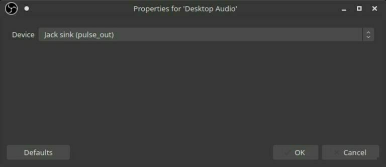 OBS Studio desktop audio properties