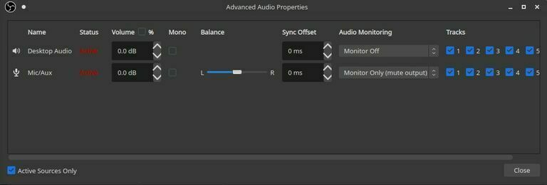 OBS Studio advanced audio properties