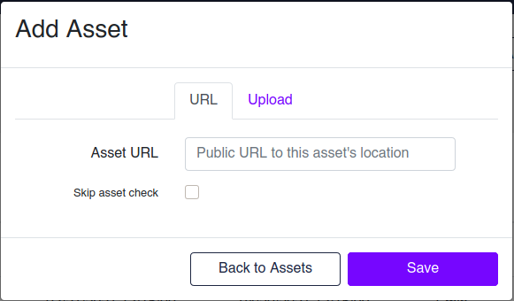 Add Asset URL