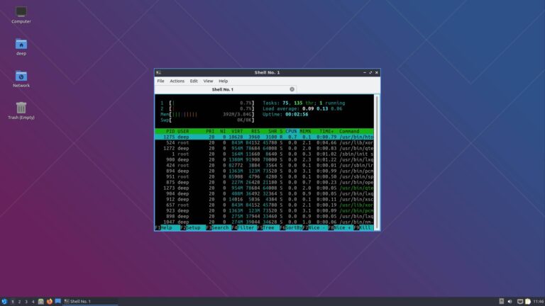 Lubuntu System Monitor Desktop