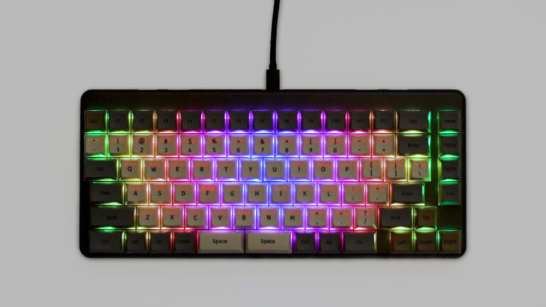 Photo of the RGB LEDs of the keyboard