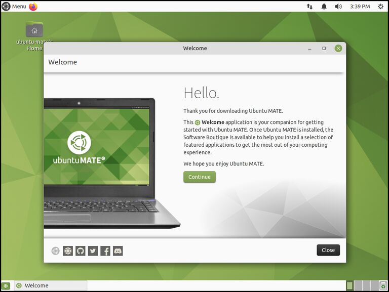 This image shows the desktop of Ubuntu MATE 21.10 "Impish Indri"