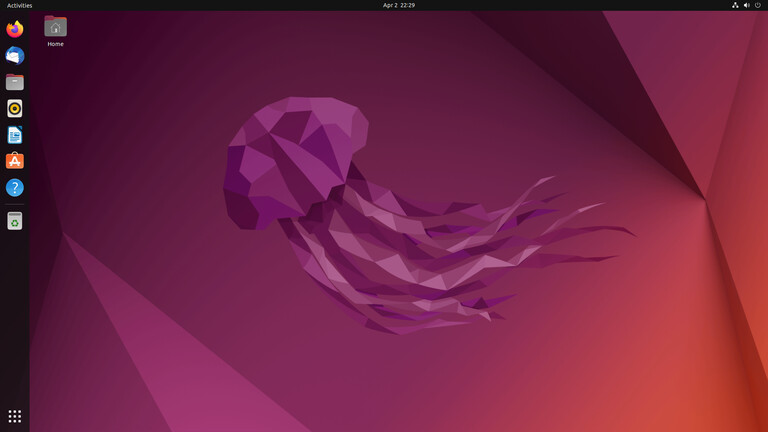 This image shows default desktop of Ubuntu 22.04 LTS Jammy Jellyfish