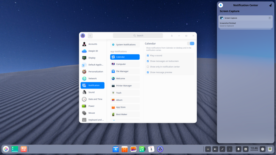 Deepin 20 default desktop environment.