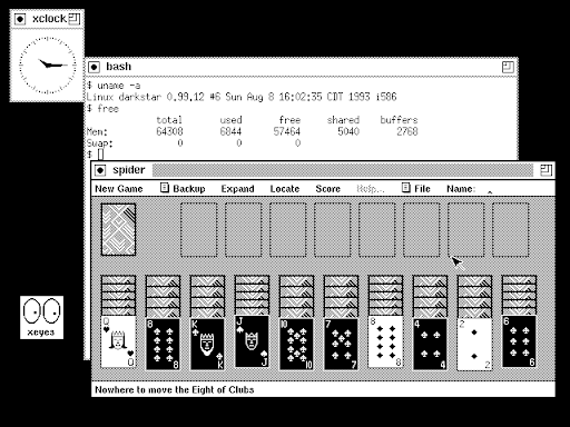 An early version of Slackware with Linux kernel 0.99 and the X Window System. (Credit: Neils Horn)