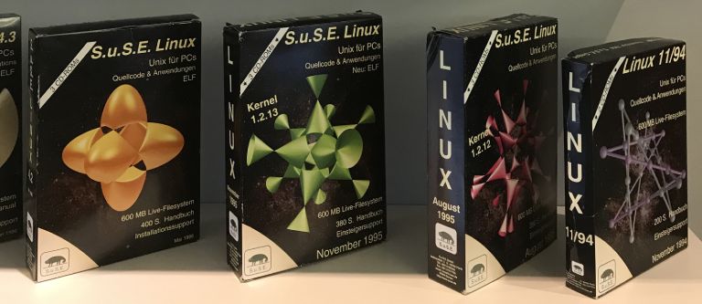 Early versions of S.u.S.E. Linux. (Credit: Vincent Moutoussamy)