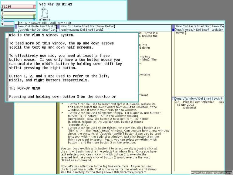 The Plan 9 from Bell Labs operating system.