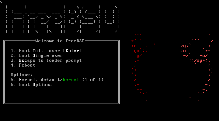 A modern version of the FreeBSD boot menu with project logo.