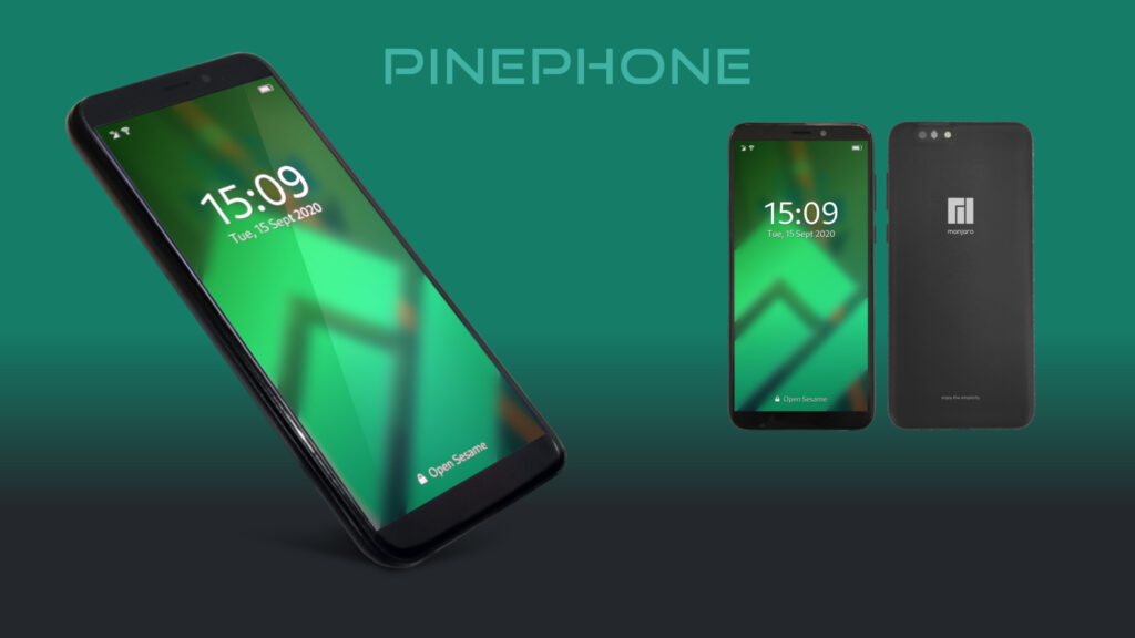 The PINE64 PinePhone Manjaro Community Edition.