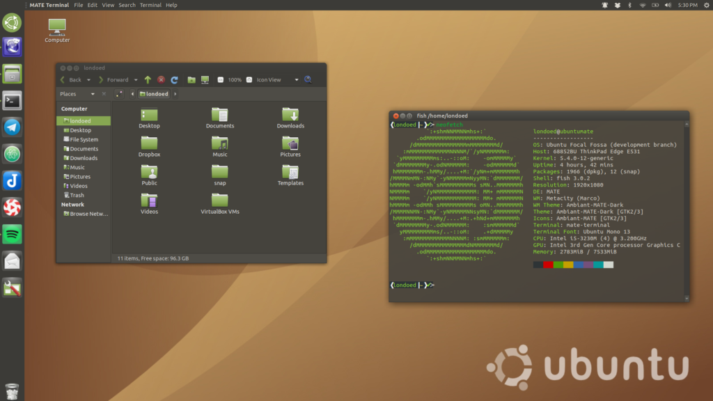 My Ubuntu MATE “Mutiny” desktop on my Lenovo Thinkpad Edge E531.